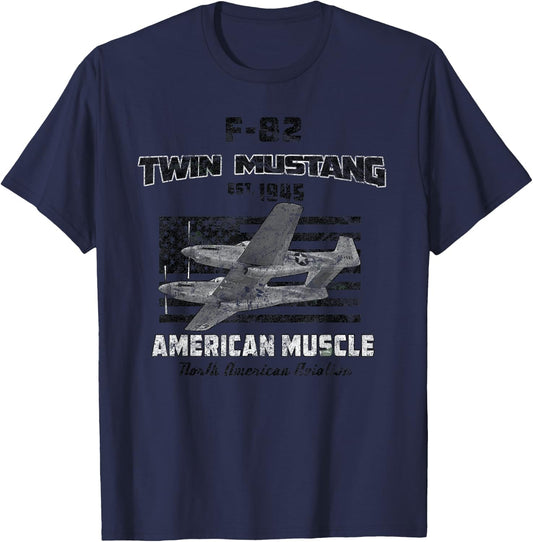 F-82 Twin Mustang Airplane American Muscle Vintage T-Shirt - T-Shirt | Navy