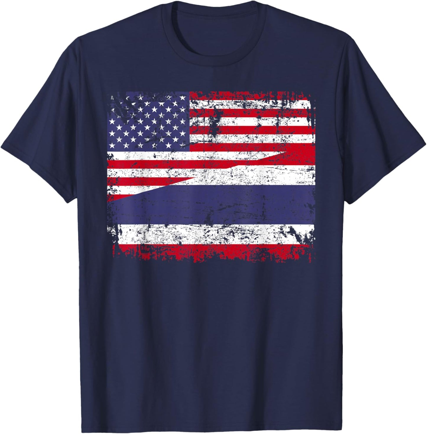 THAI ROOTS | Half American Flag | USA THAILAND FLAG T-Shirt - T-Shirt | Navy