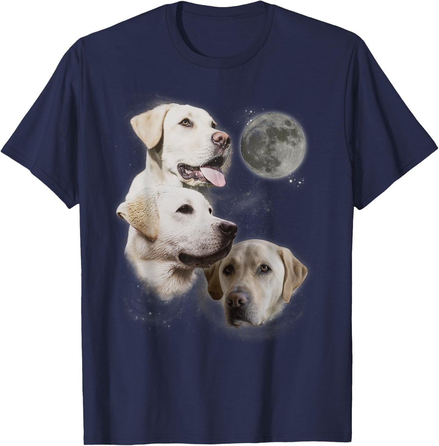 Howling at the Moon Shirt - Funny Yellow Labrador Retriever T-Shirt - T-Shirt | Navy