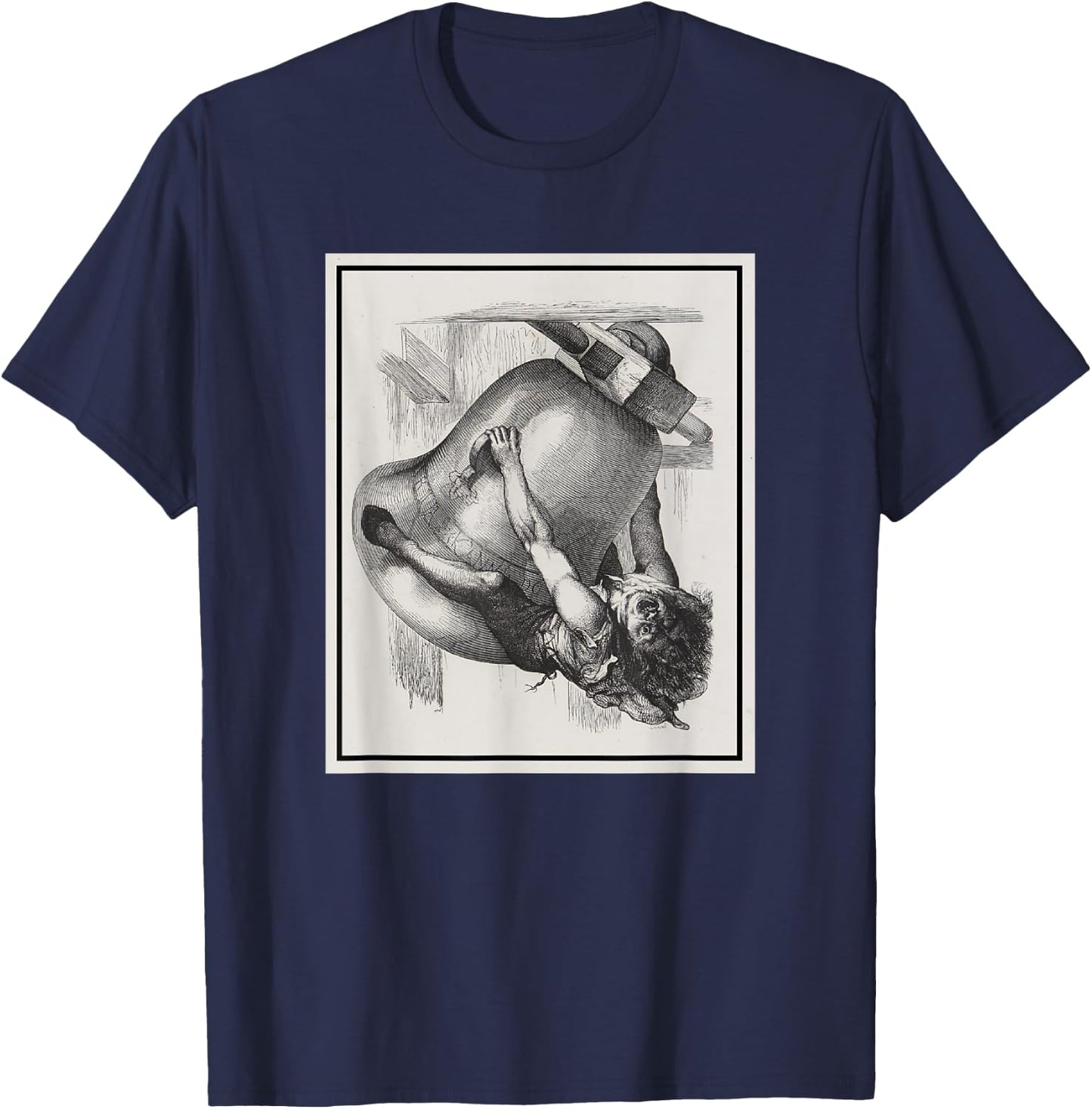 Quasimodo Ringing the Cathedral Bells (1844) T-Shirt - T-Shirt | Navy
