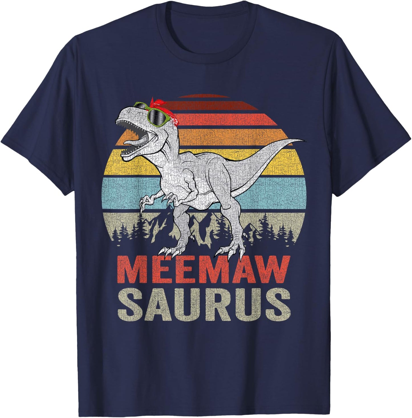 Meemawsaurus T Rex Dino Meemaw Saurus Family Dinosaur Women T-Shirt - T-Shirt | Navy