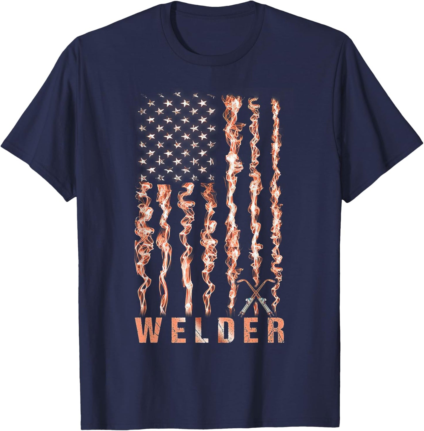 Welding Patriotic Distressed USA American Flag Gift Welder Kids Men T-Shirt - T-Shirt | Navy