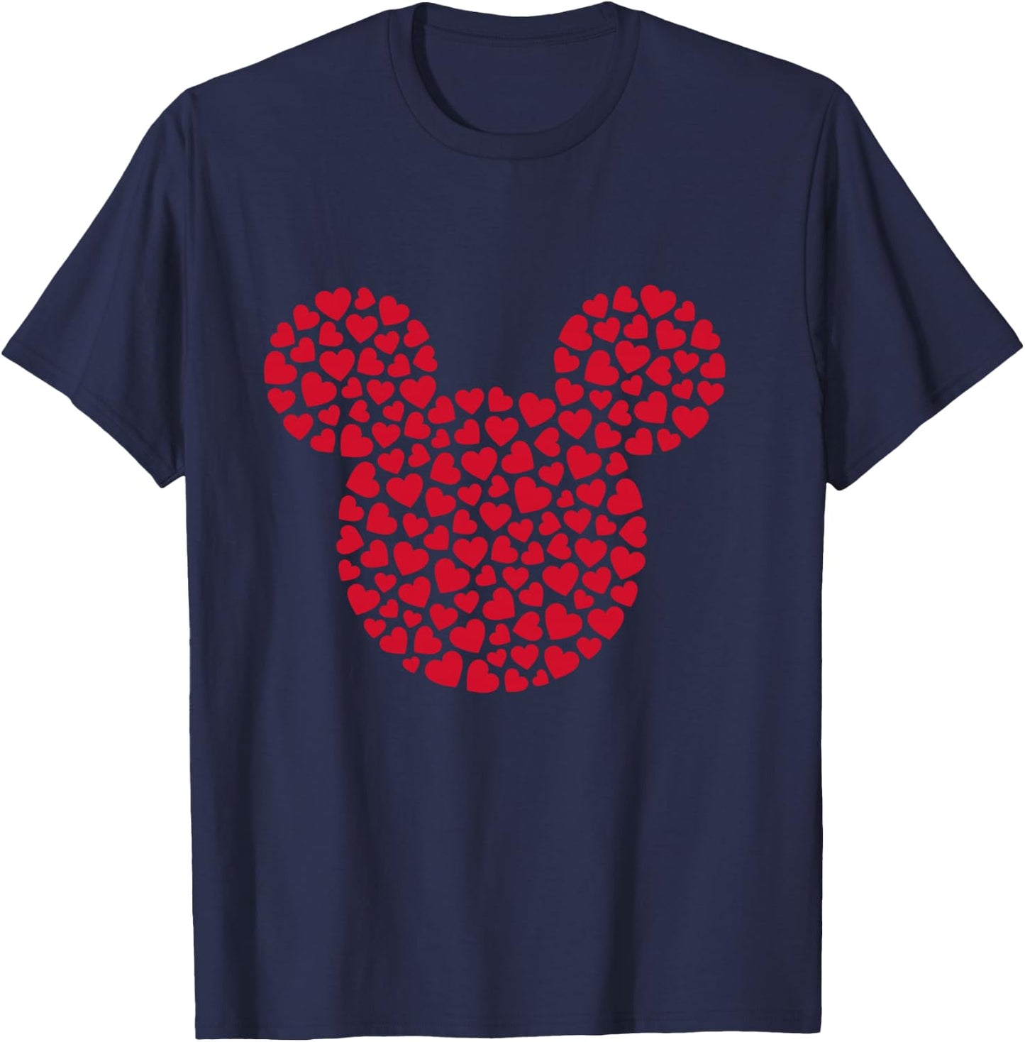 Disney Mickey Mouse Icon Filled with Red Hearts T-Shirt - T-Shirt | Navy