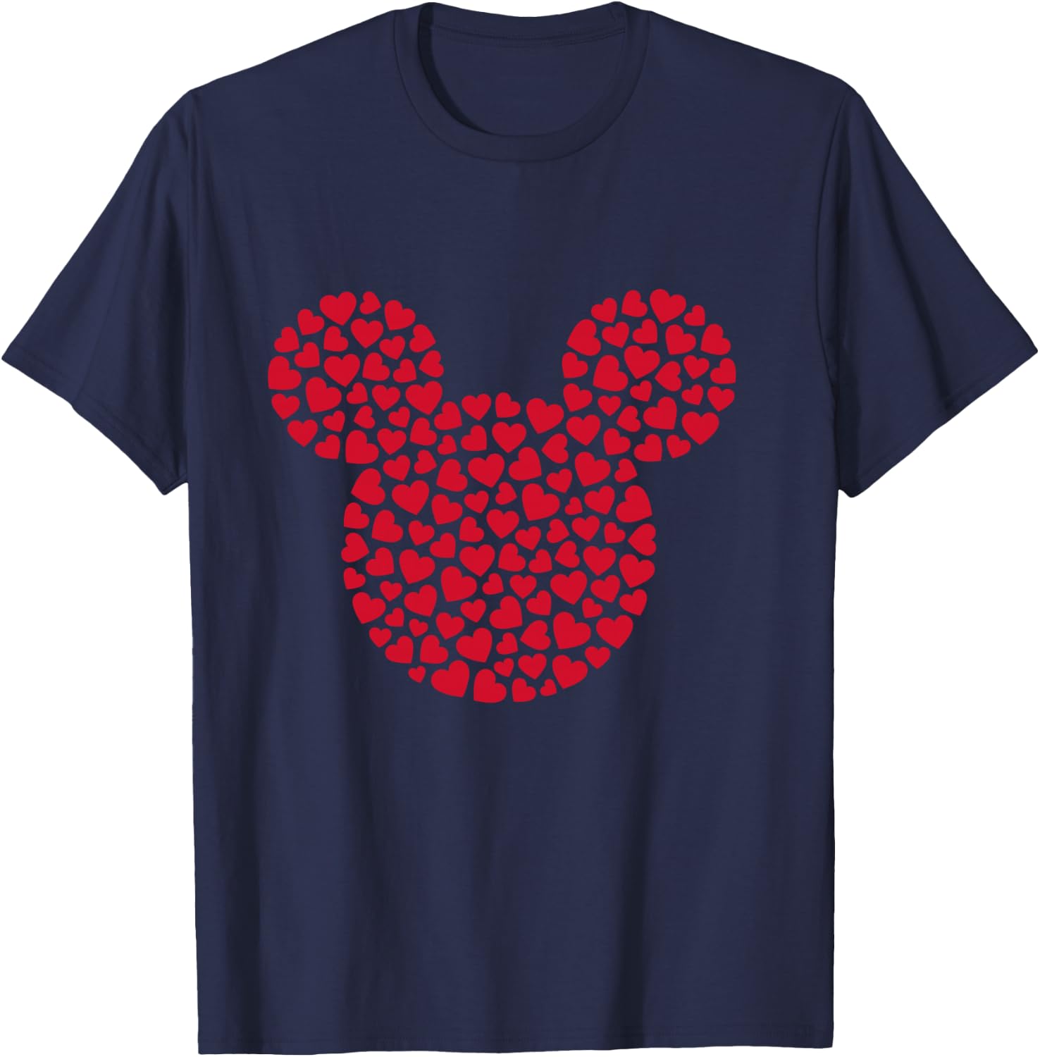Disney Mickey Mouse Icon Filled with Red Hearts T-Shirt - T-Shirt | Navy