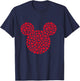Disney Mickey Mouse Icon Filled with Red Hearts T-Shirt - T-Shirt | Navy