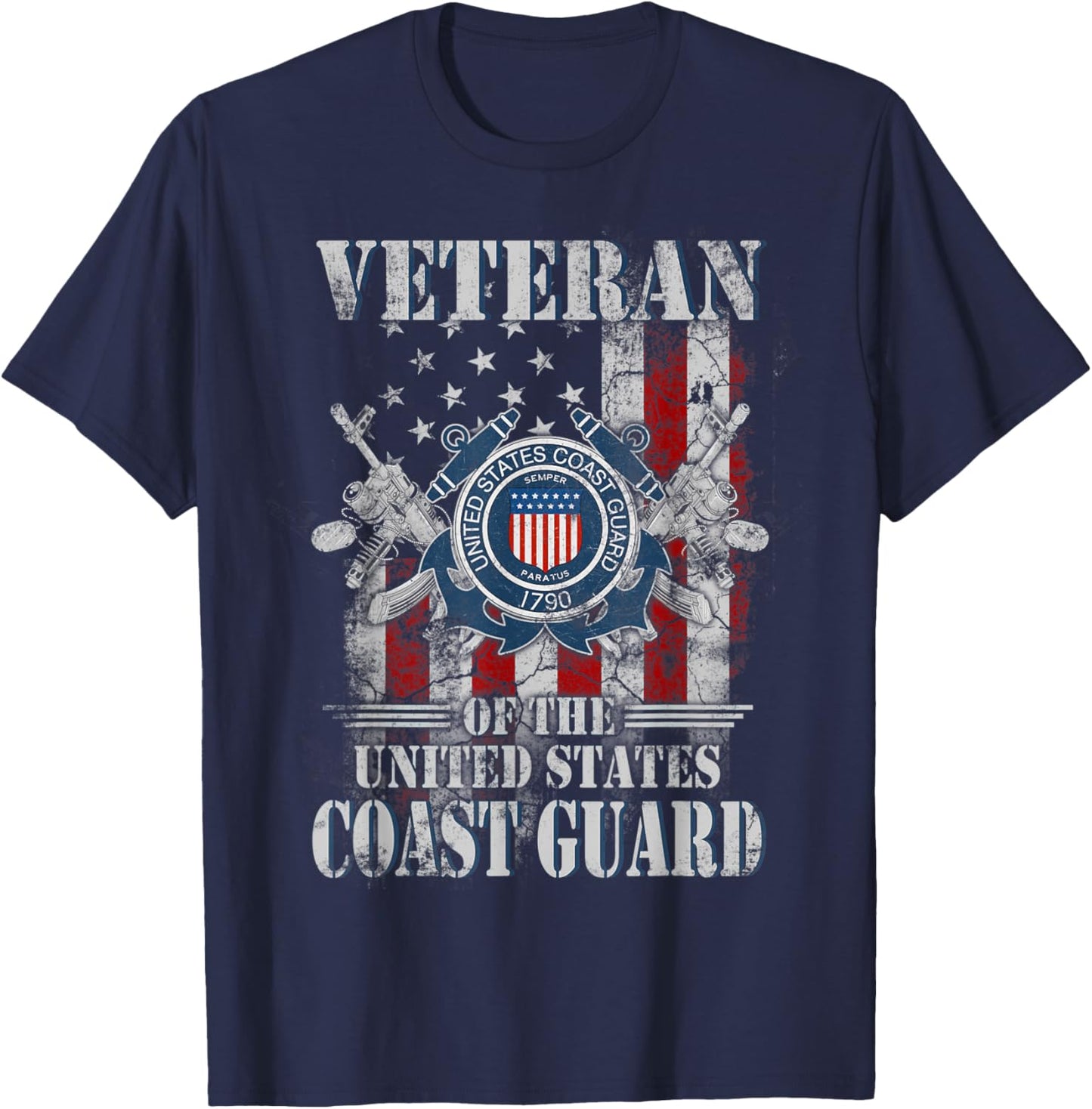 Proud US Coast Guard Veteran Vintage Black 3X-Large Classic Fit Short Sleeve T-Shirt - T-Shirt | Navy