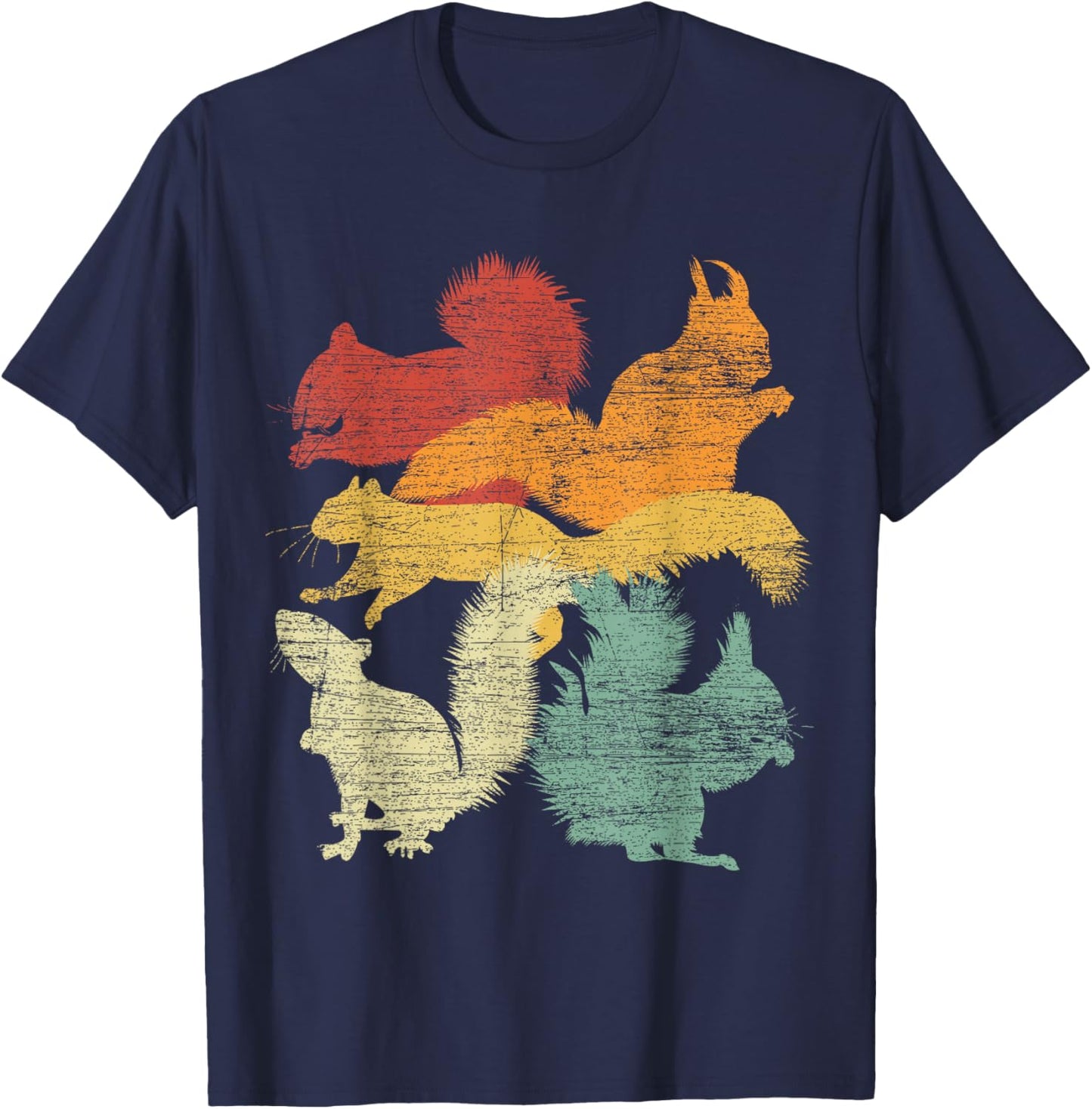 Retro Forest Animal Lover Gift Squirrel T-Shirt - T-Shirt | Navy