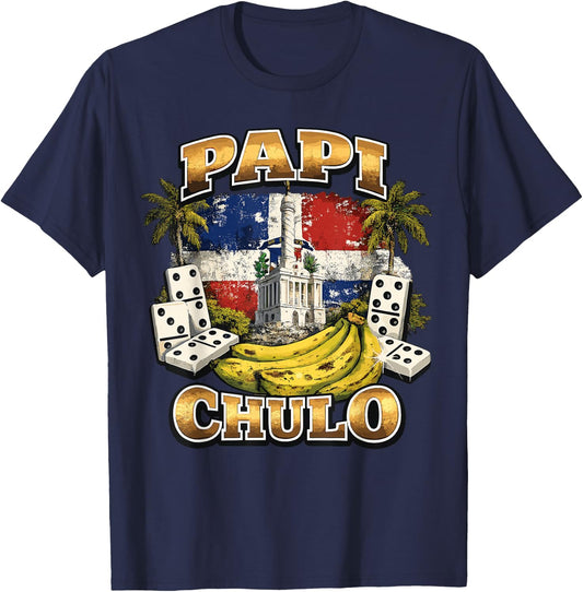 PAPI CHULO Dominican Republic Handsome Daddy Papi Chulo T-Shirt - T-Shirt | Navy