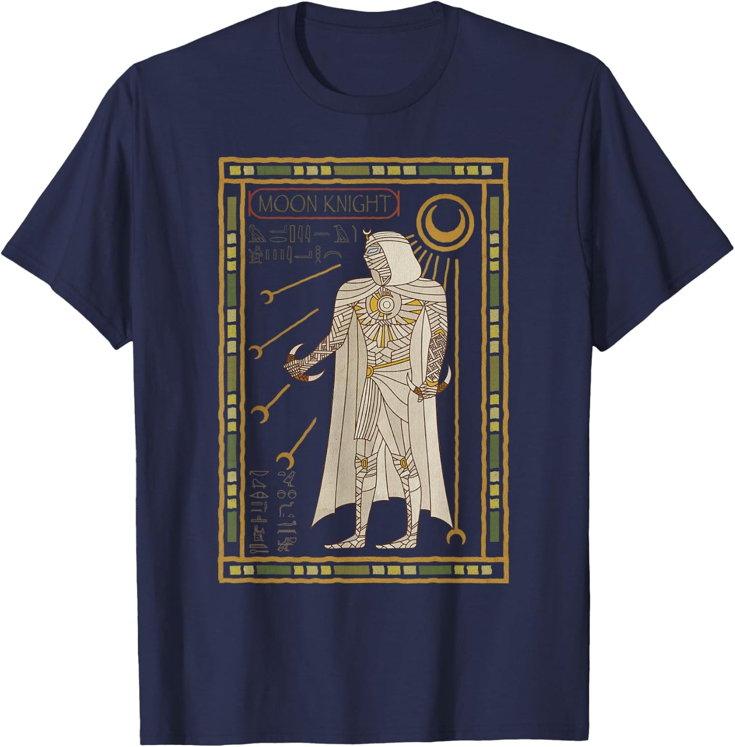 Marvel Moon Knight Tarot Card Hieroglyph Poster T-Shirt - T-Shirt | Navy