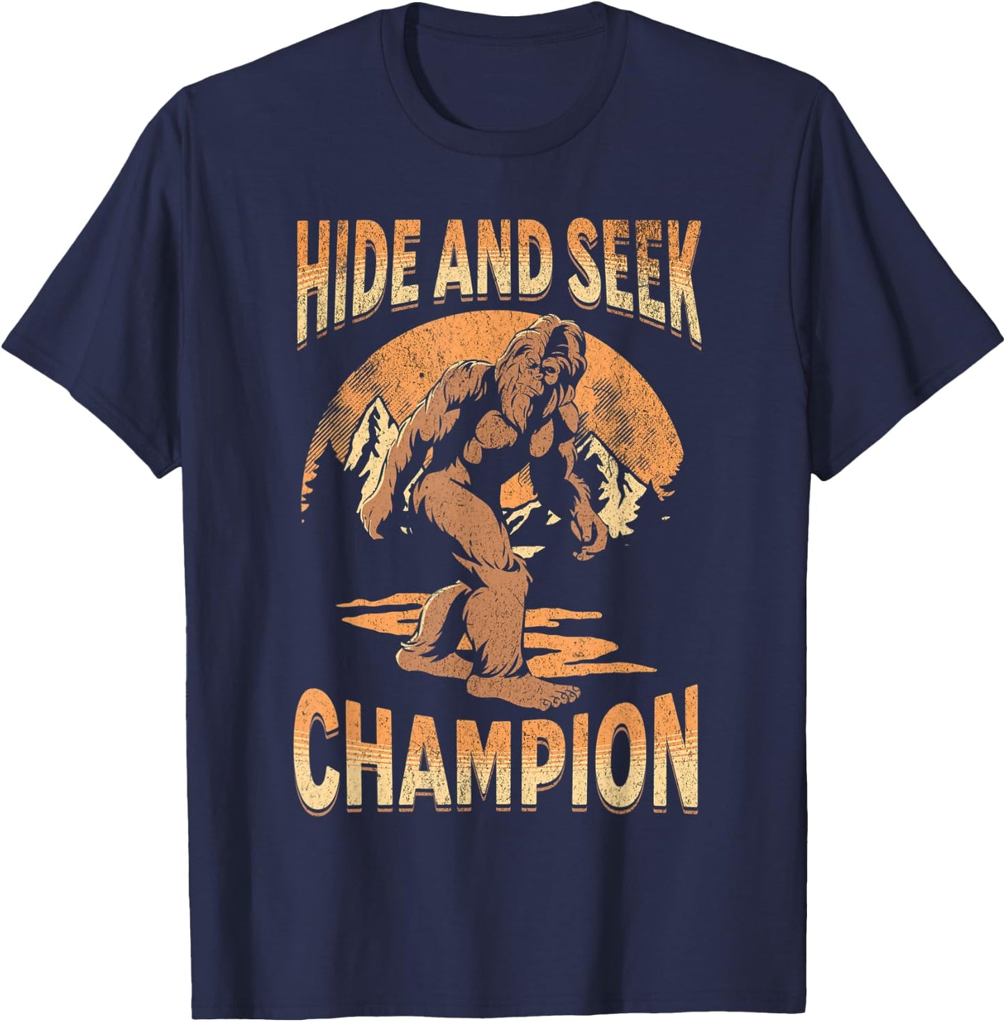 Hide And Seek Champion Sasquatch Funny Bigfoot T-Shirt - T-Shirt | Navy