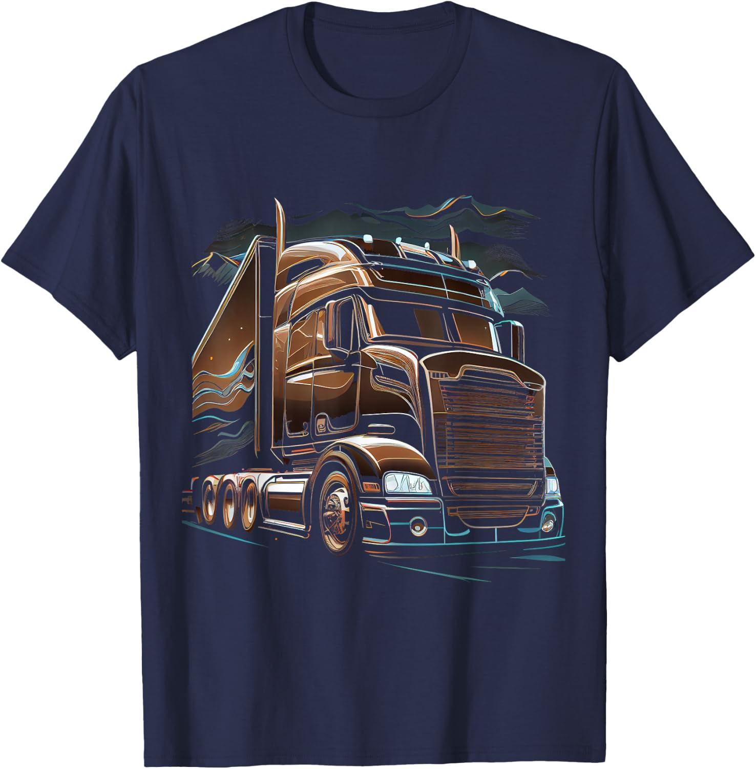 Truck Driver 18 Wheel Trucker Gift T-Shirt - T-Shirt | Navy
