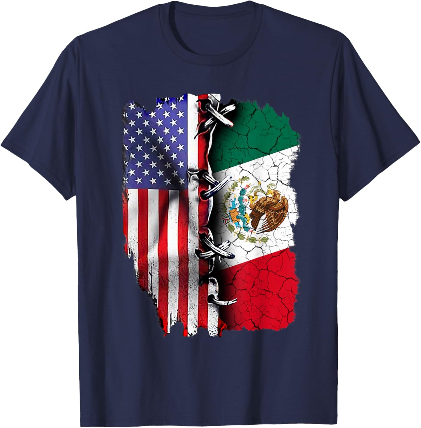 Mexican American Flag T-Shirt - T-Shirt | Navy