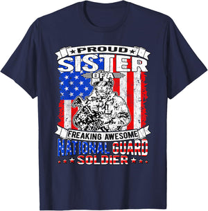 Proud Sister of National Guard Soldier Military Sibling Gift T-Shirt - T-Shirt | Navy