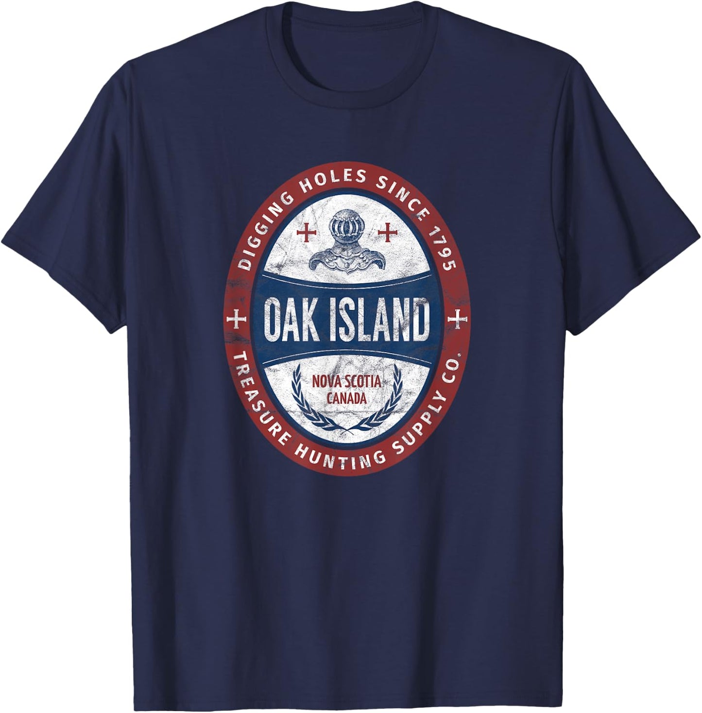 Oak Island Treasure Hunting Retro Templar Knight Treasure Gi T-Shirt - T-Shirt | Navy