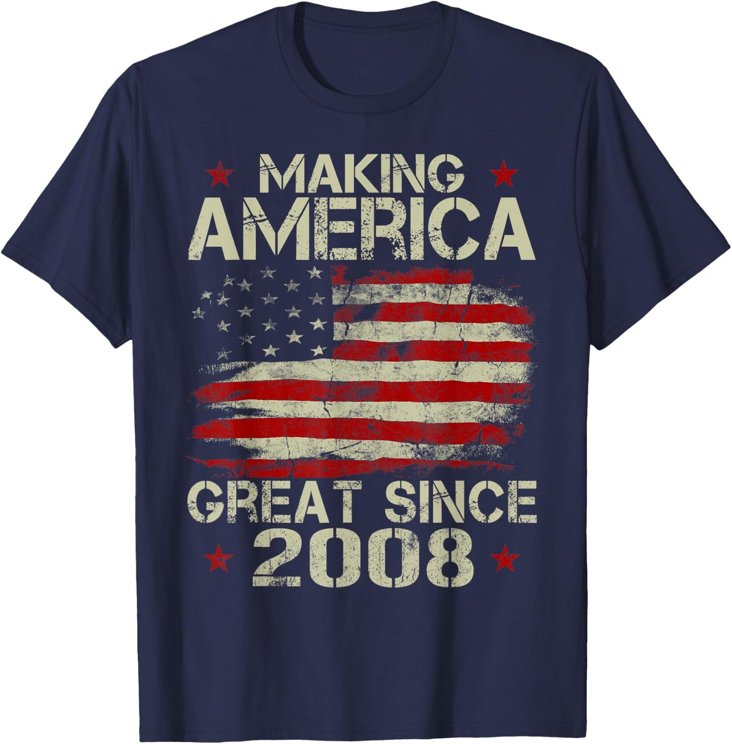 Making America Great Since 2008 Vintage Gifts 12th Birthday T-Shirt - T-Shirt | Navy