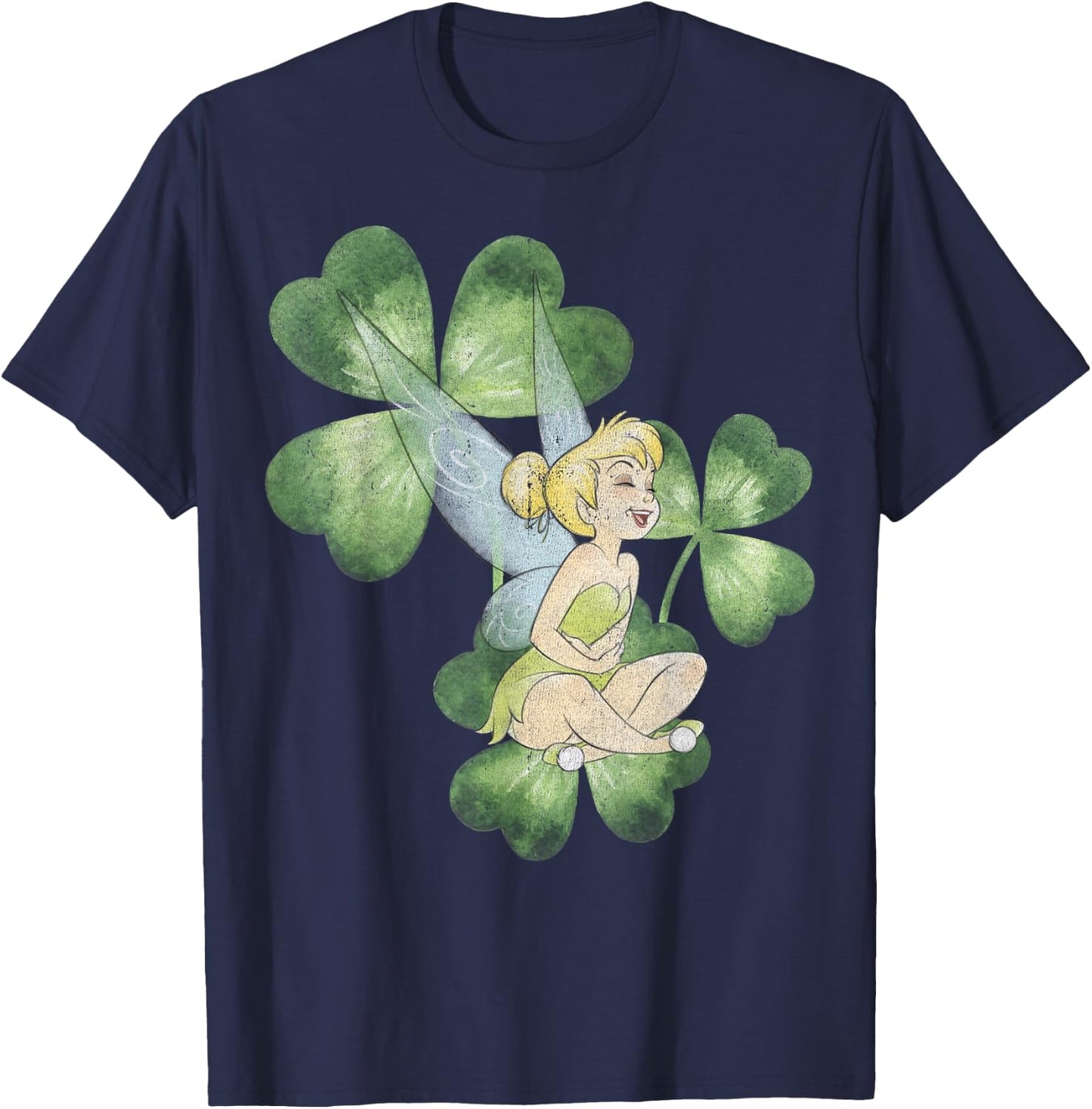Disney Peter Pan St. Patrick's Day Tinker Bell Clover Retro T-Shirt - T-Shirt | Navy