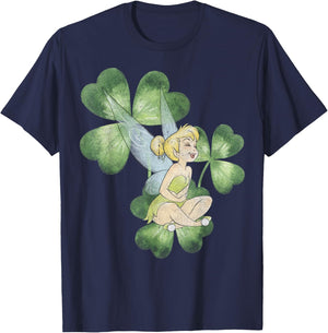 Disney Peter Pan St. Patrick's Day Tinker Bell Clover Retro T-Shirt - T-Shirt | Navy