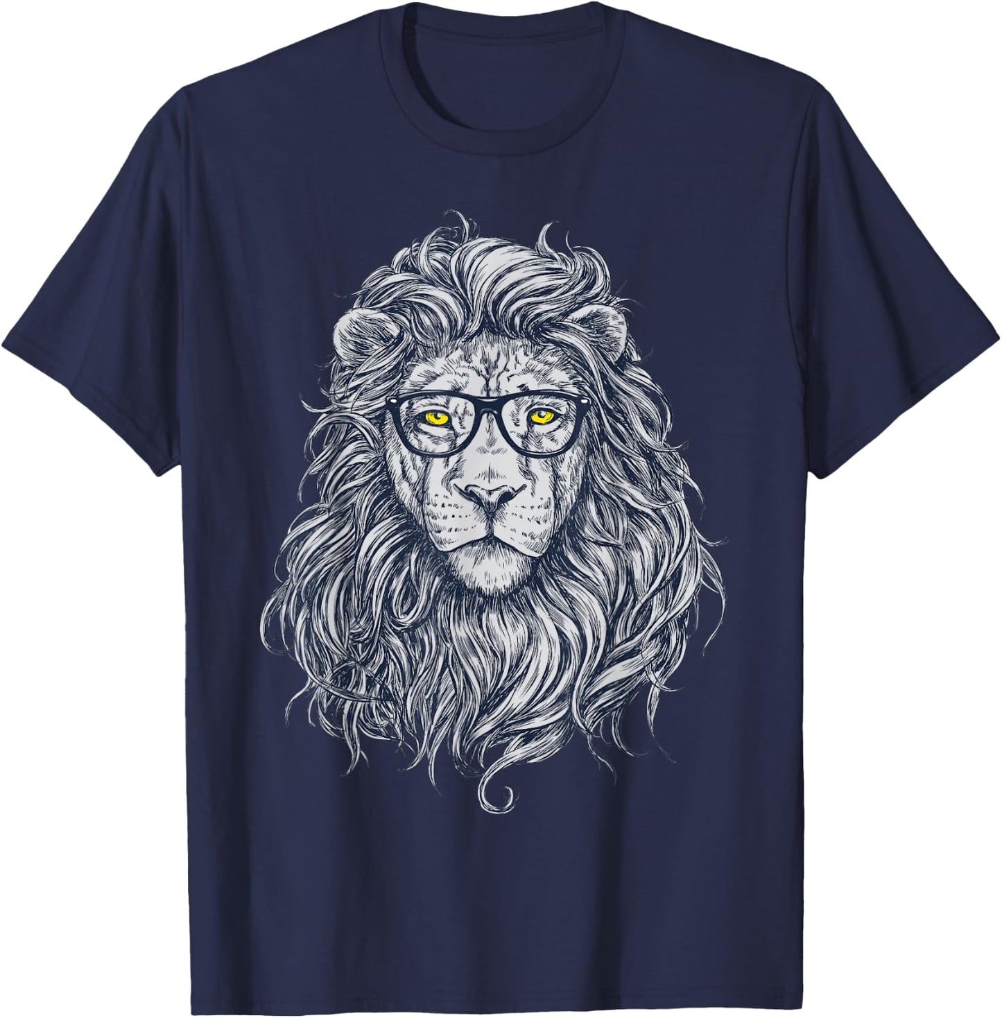 Cool Lion in Glasses Hipster Funny Nerd Humor T-Shirt - T-Shirt | Navy