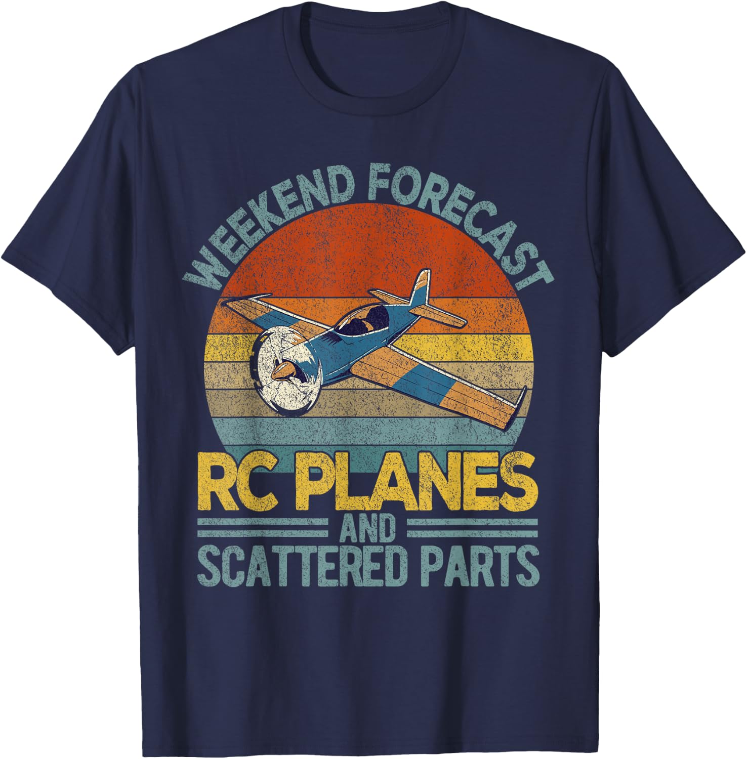 Funny RC Plane Weekend Model Airplane Pilot Retro T-Shirt - T-Shirt | Navy