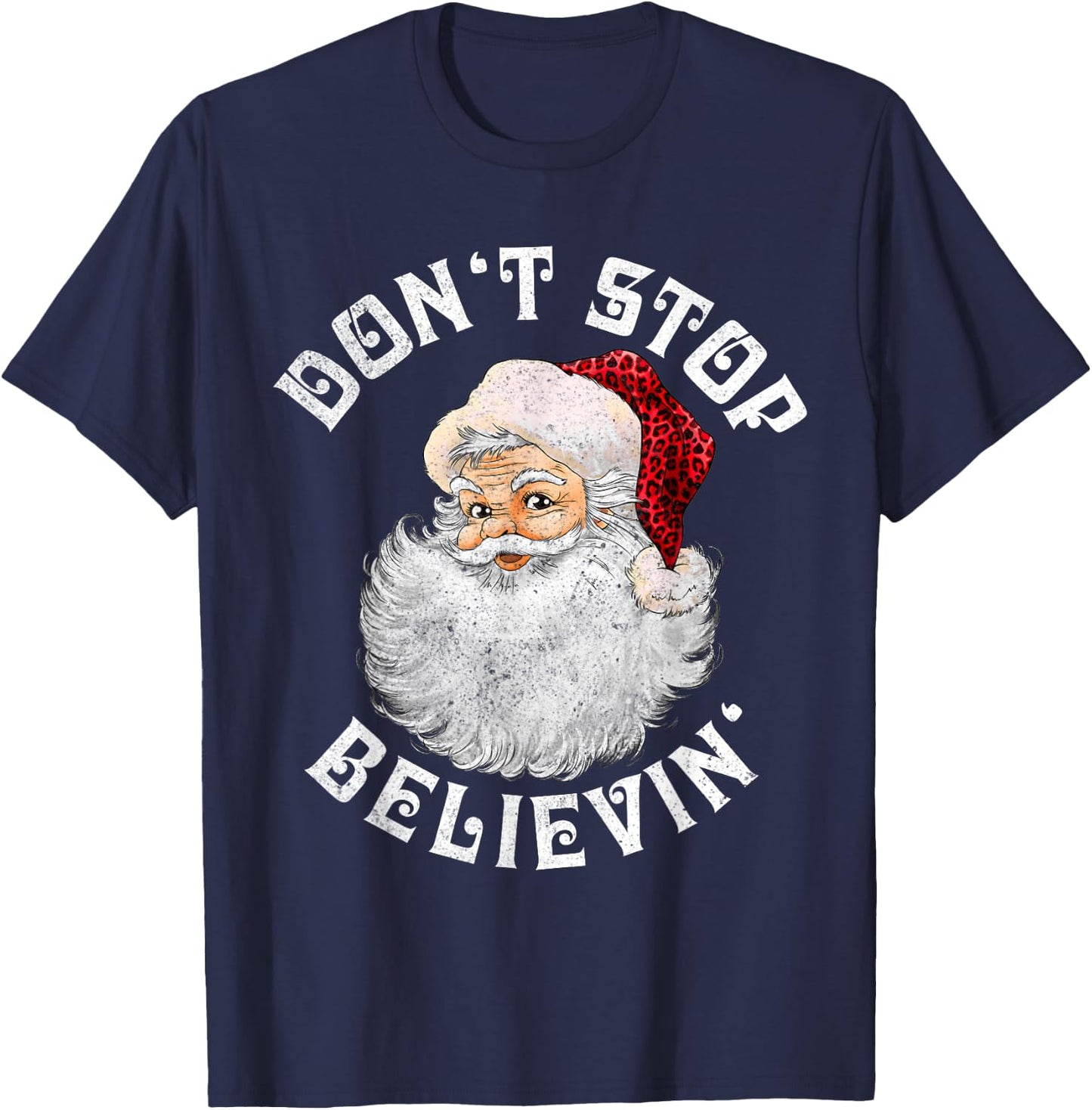 Don't Stop Believin Christmas Santa Pajamas Boys Kids Xmas T-Shirt - T-Shirt | Navy