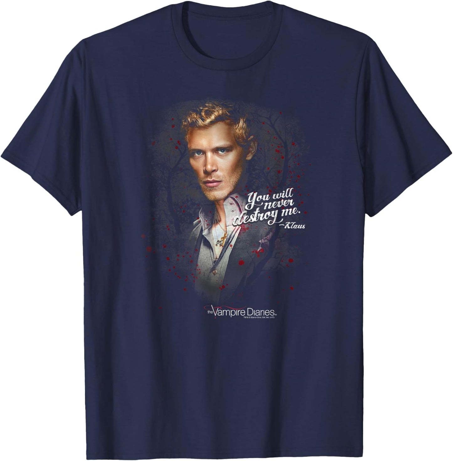 Vampire Diaries Klaus Never Destroy Small T-Shirt - T-Shirt | Navy