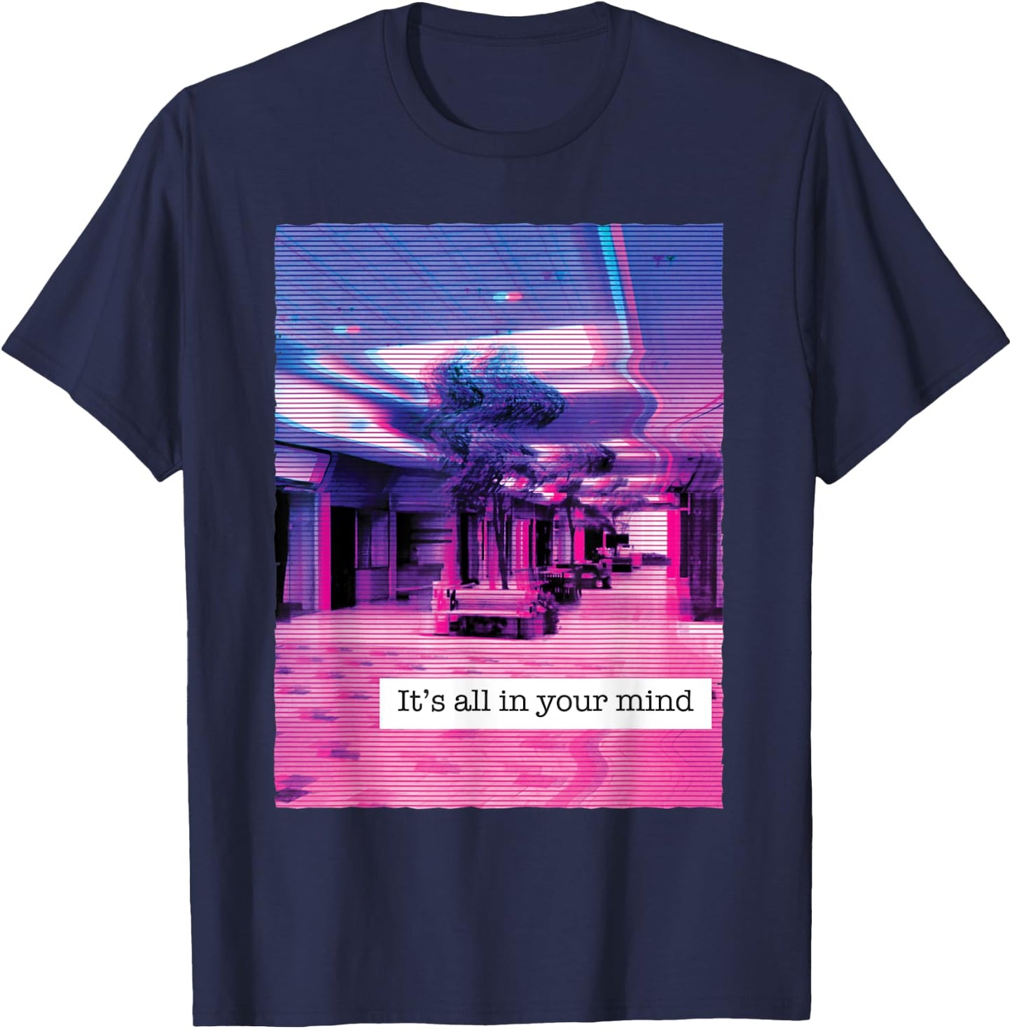 Vaporwave aesthetic edgy all in your mind dream design T-Shirt - T-Shirt | Navy