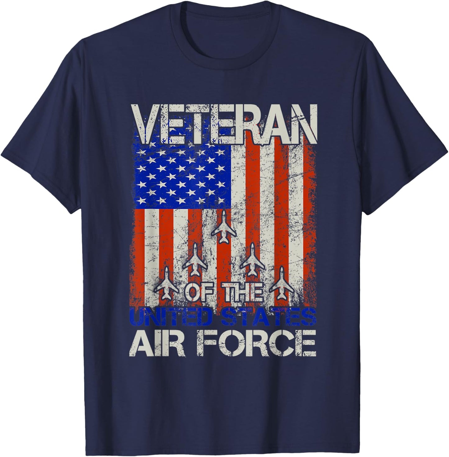 Veteran of the United States Air Force USAF Retro US Flag T-Shirt - T-Shirt | Navy