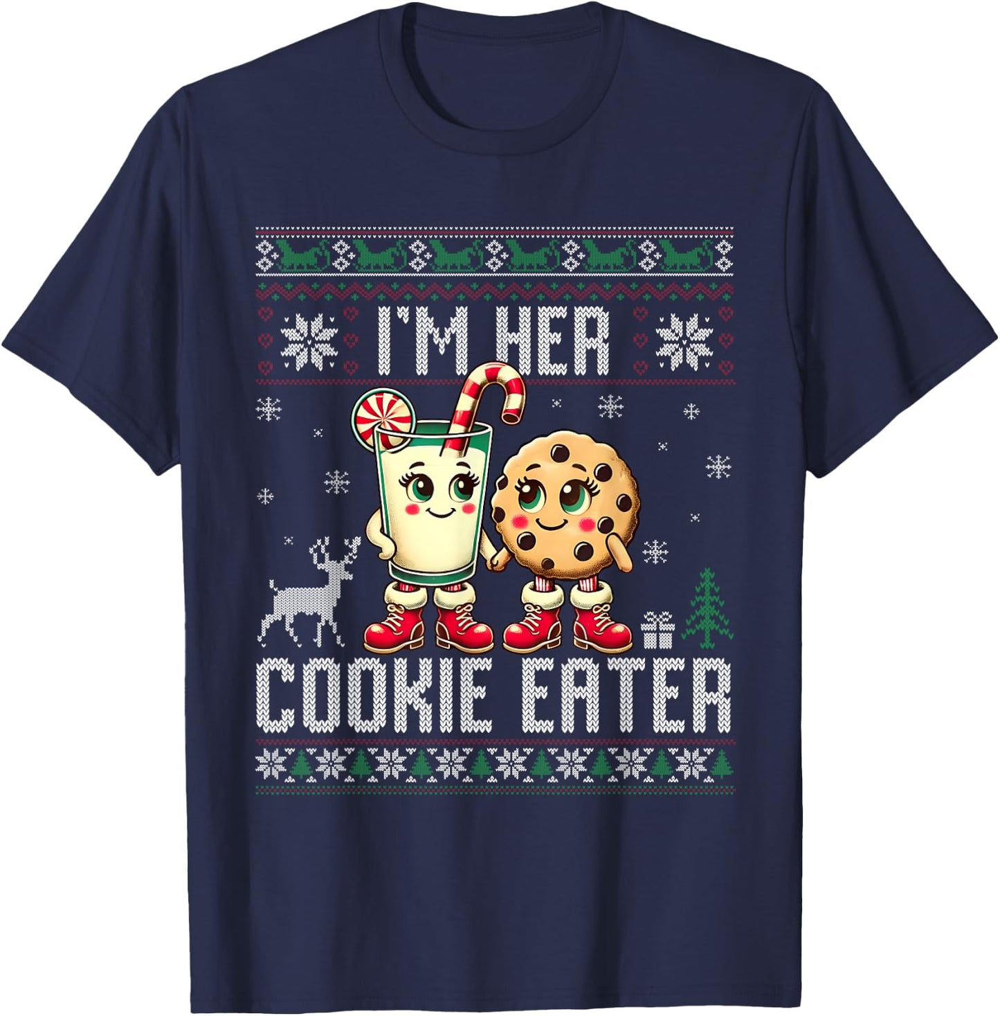 Funny I'm Her Cookie Eater I'm His Milk Drinker Couple Ugly T-Shirt - T-Shirt | Navy
