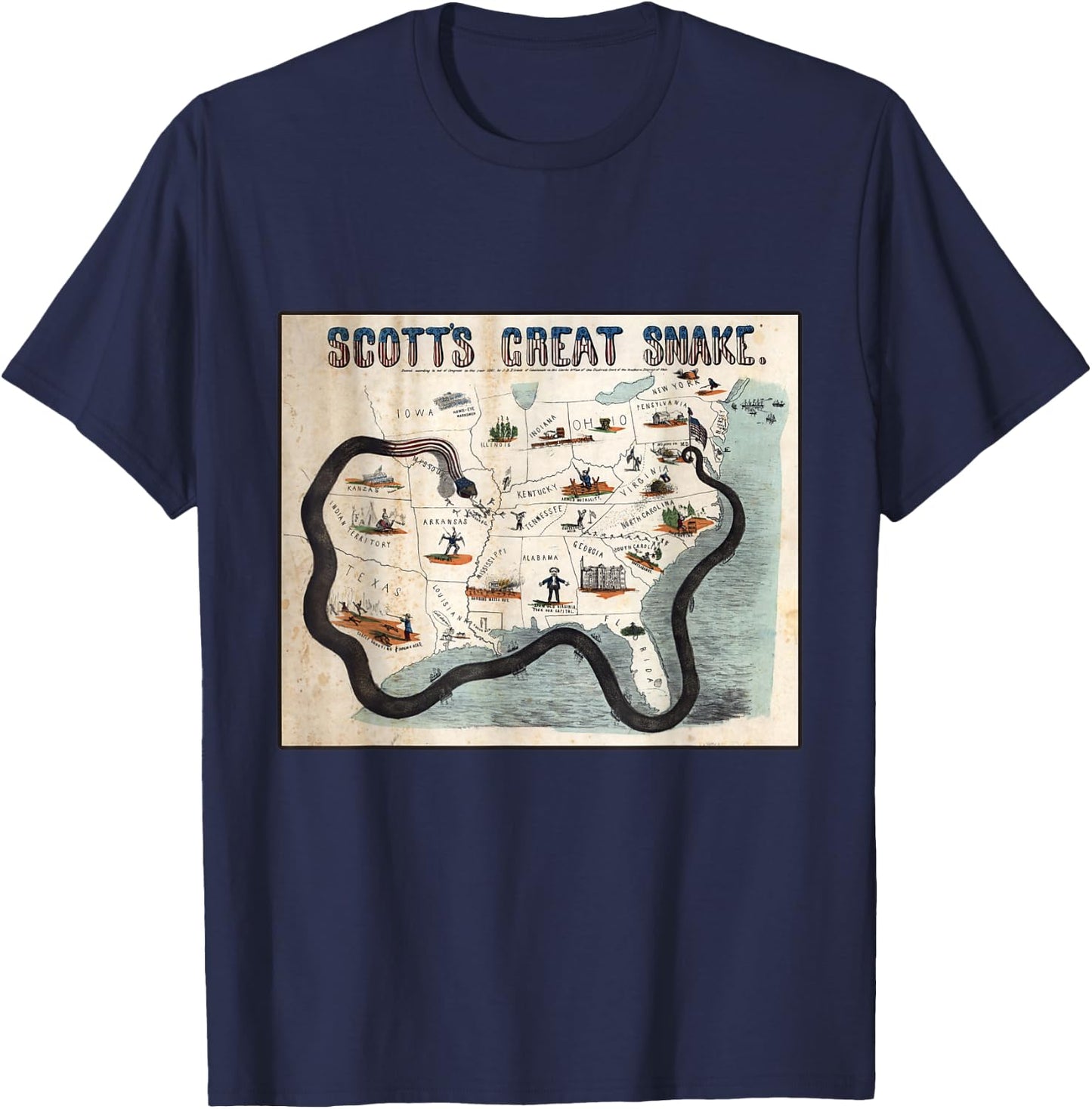 The Anaconda Plan Map T-Shirt - T-Shirt | Navy