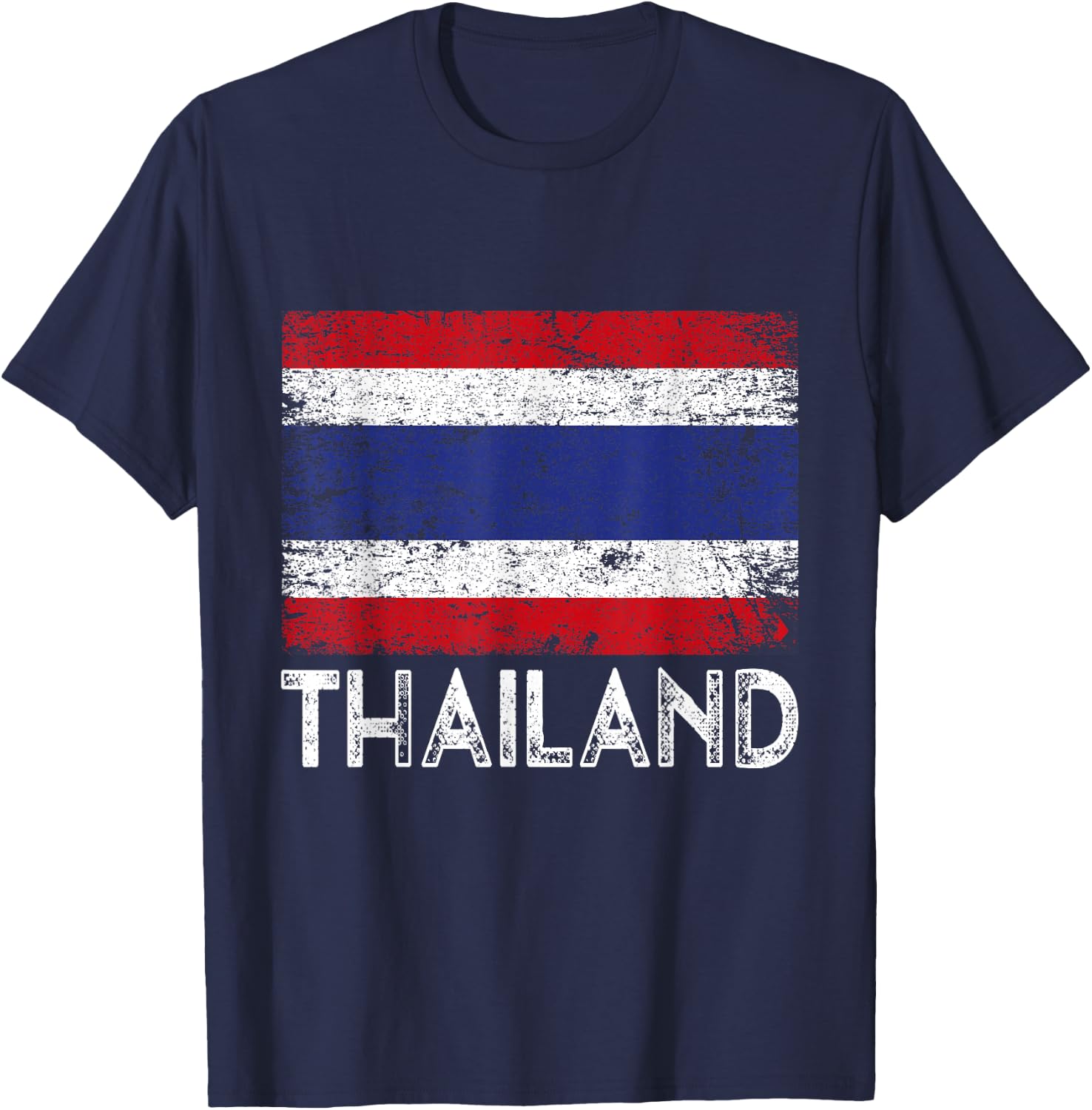 Distressed Patriotic Thailand Flag Men Women Kid T-Shirt - T-Shirt | Navy