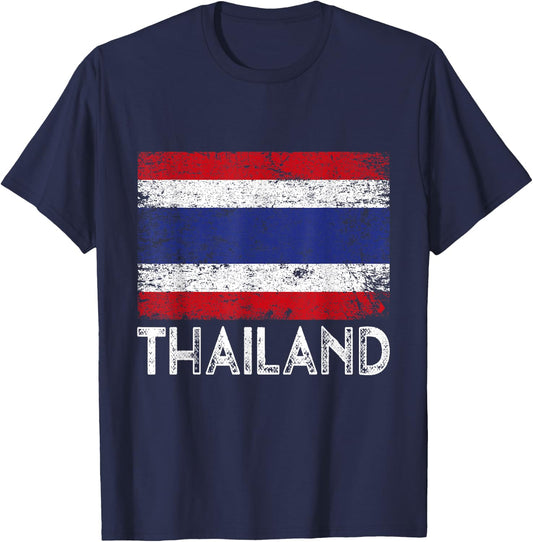 Distressed Patriotic Thailand Flag Men Women Kid T-Shirt - T-Shirt | Navy