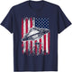 UFO Alien Abduction 4th Of July Gift USA Flag Alien T-Shirt - T-Shirt | Navy