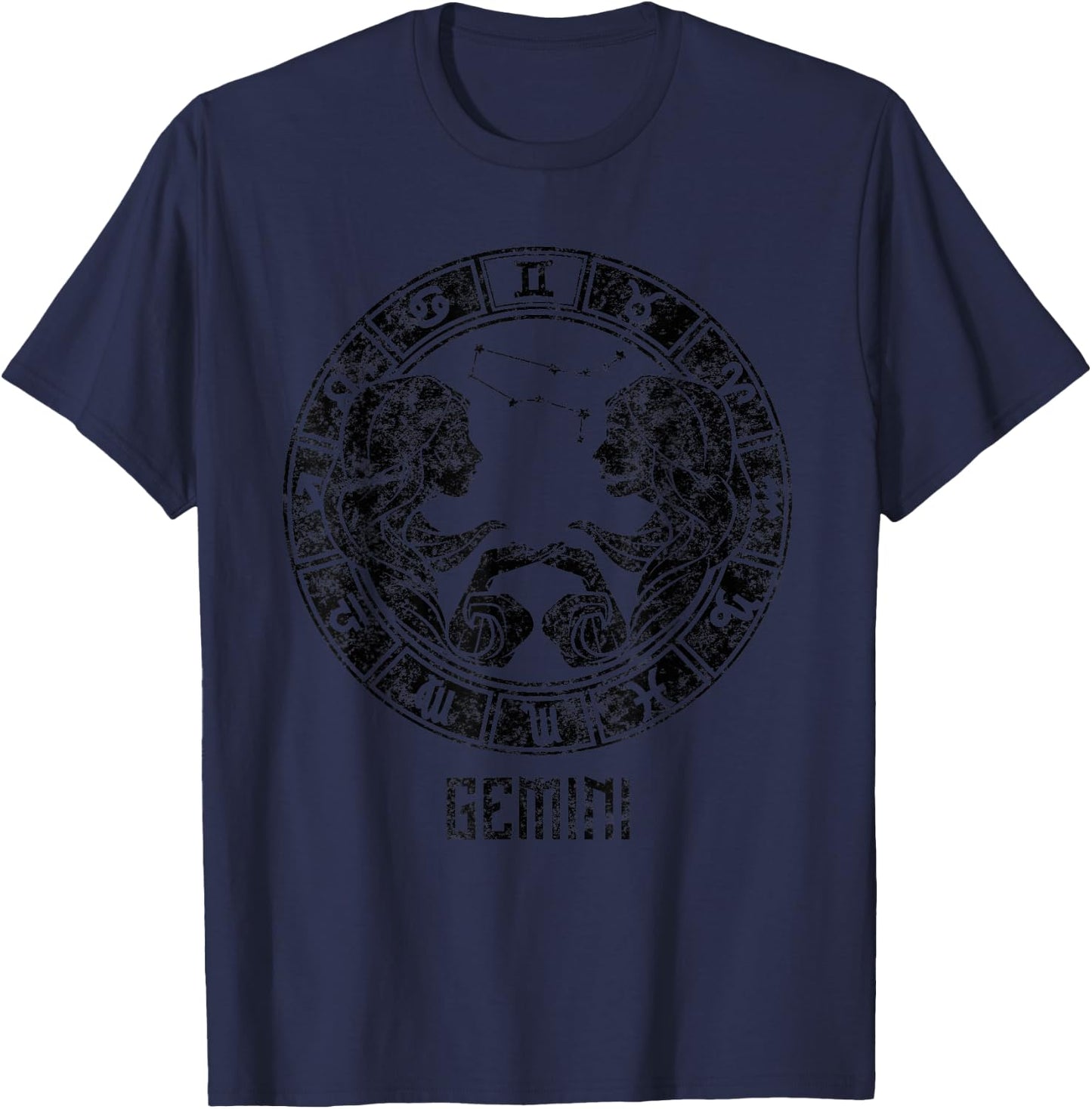 Gemini Zodiac Sign May June Birthday Symbol Stars T-Shirt - T-Shirt | Navy