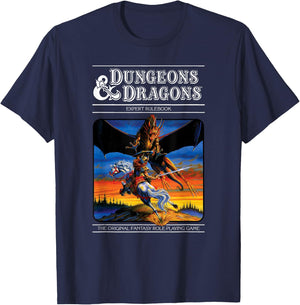 Dungeons & Dragons Vintage Expert Rulebook Small T-Shirt - T-Shirt | Navy