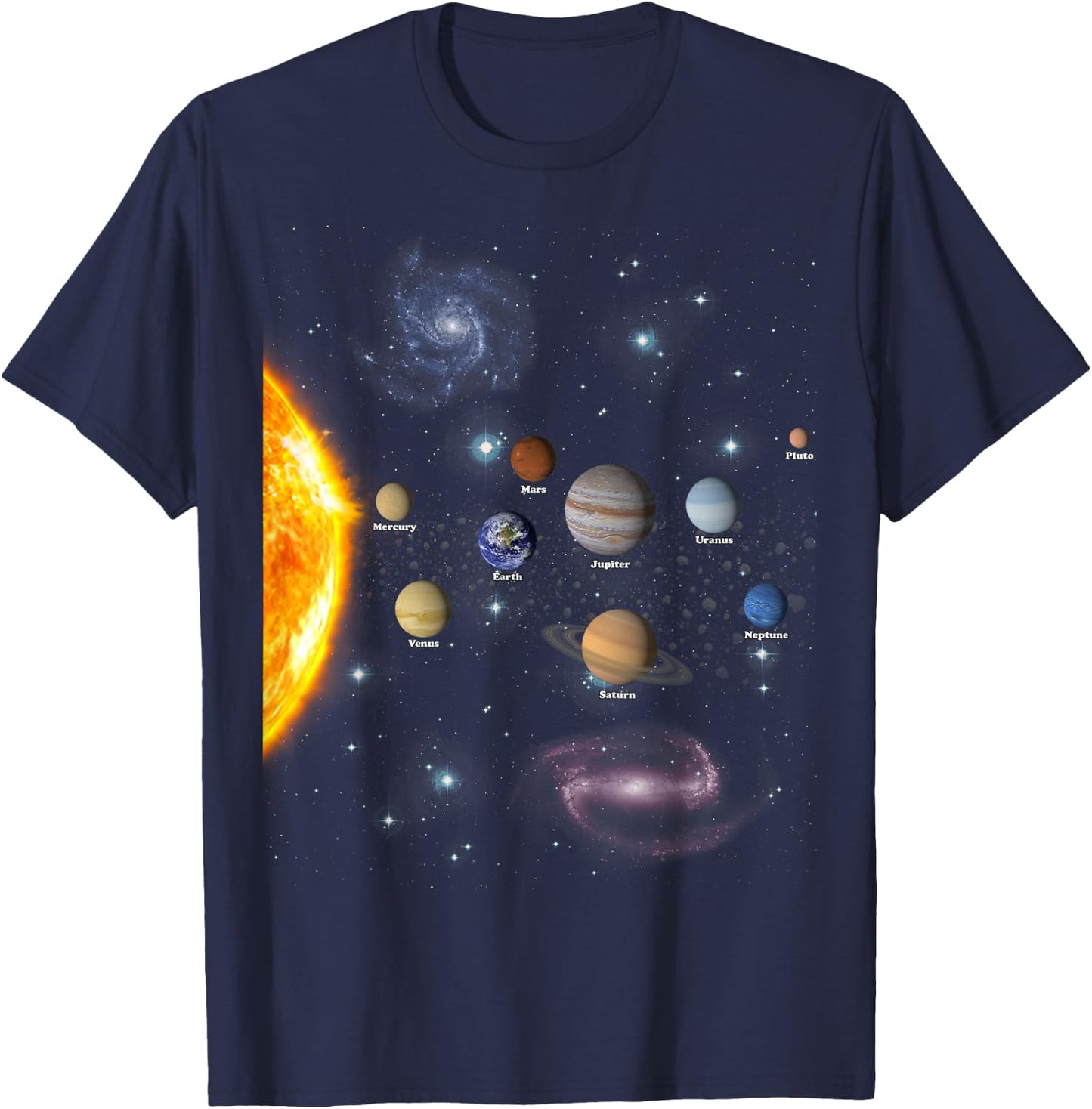 Boys Girls Kids Realistic Solar System Christmas T-Shirt - T-Shirt | Navy
