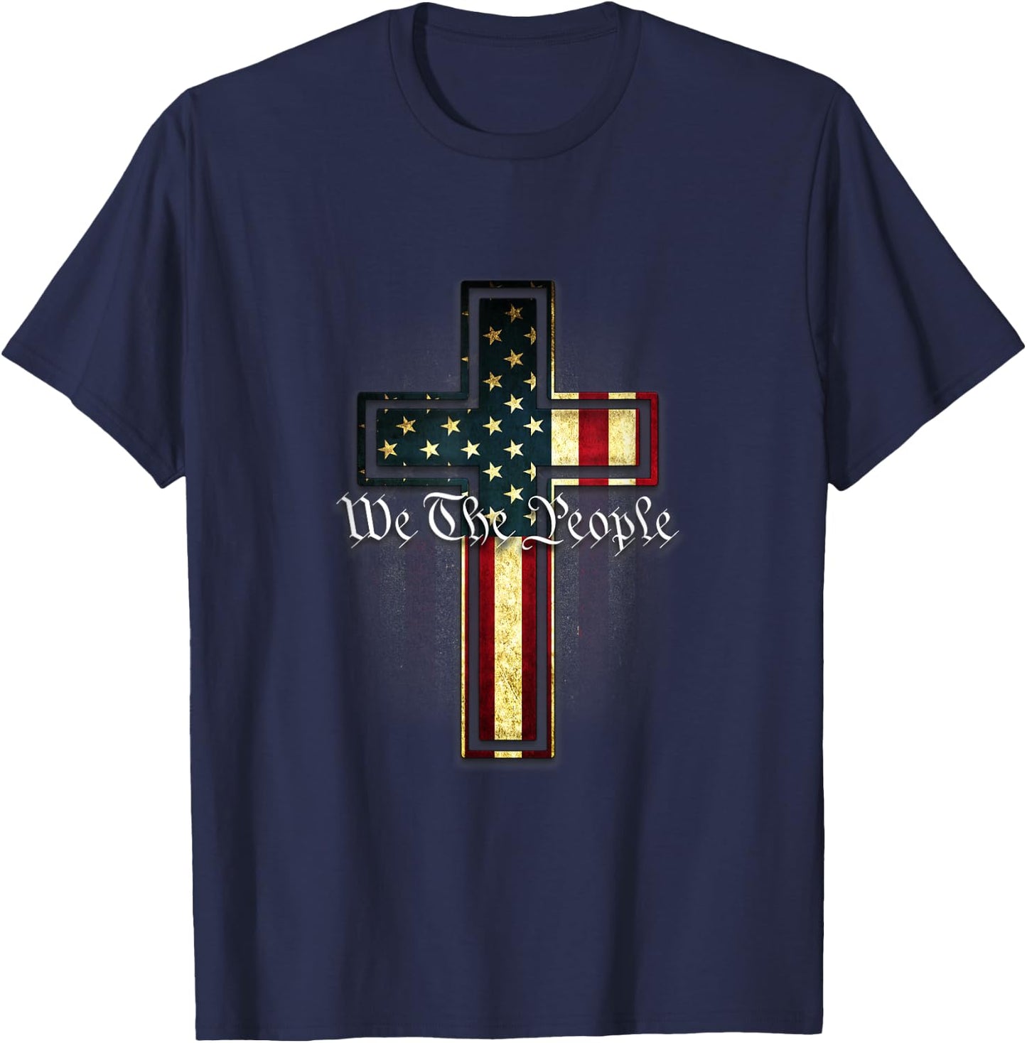We The People Patriotic American Constitution Cross T-Shirt - T-Shirt | Navy