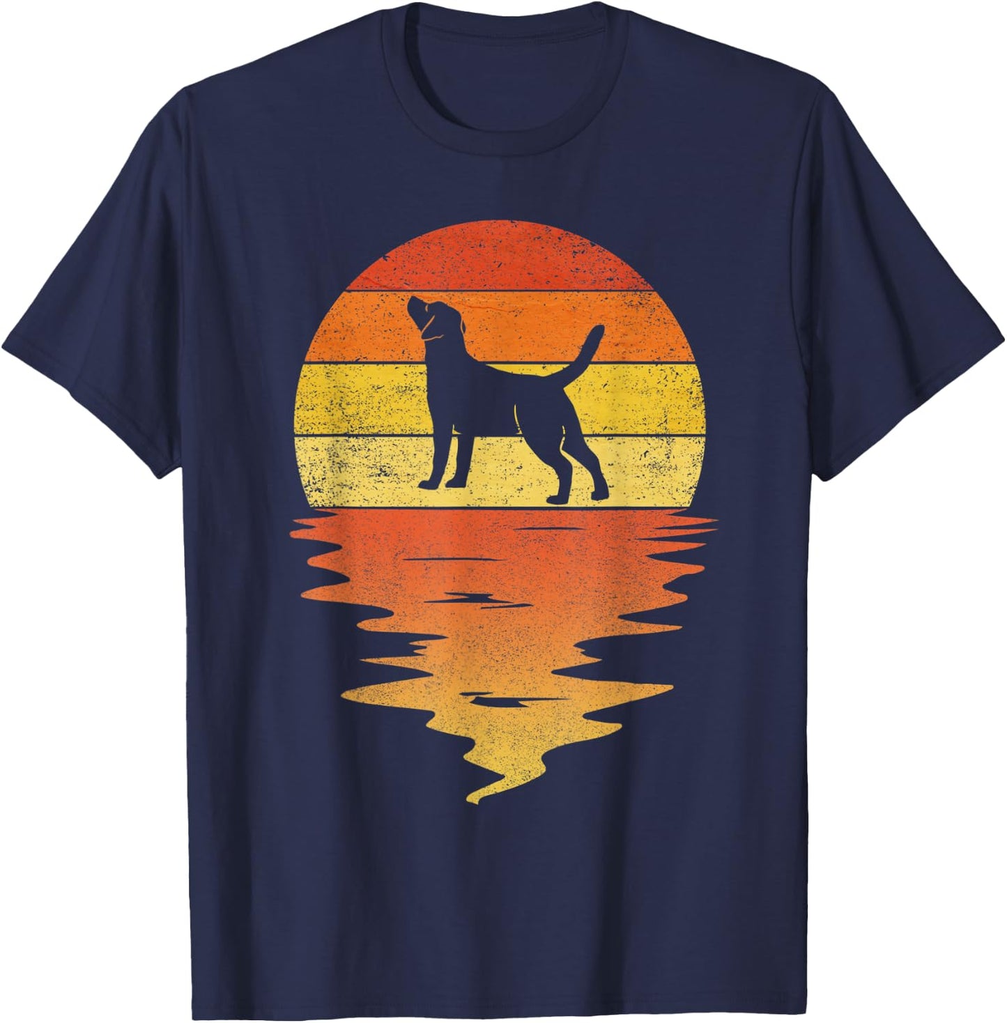 Labrador Retriever Vintage Retro Sunset Labrador Retriever T-Shirt - T-Shirt | Navy