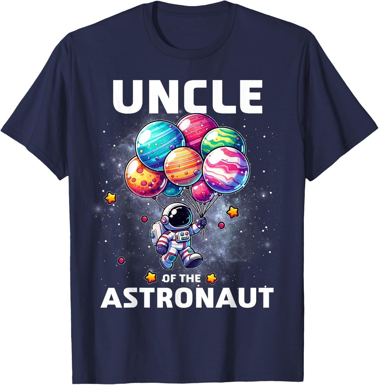 Uncle of the Astronaut Space Theme First Birthday Party T-Shirt - T-Shirt | Navy