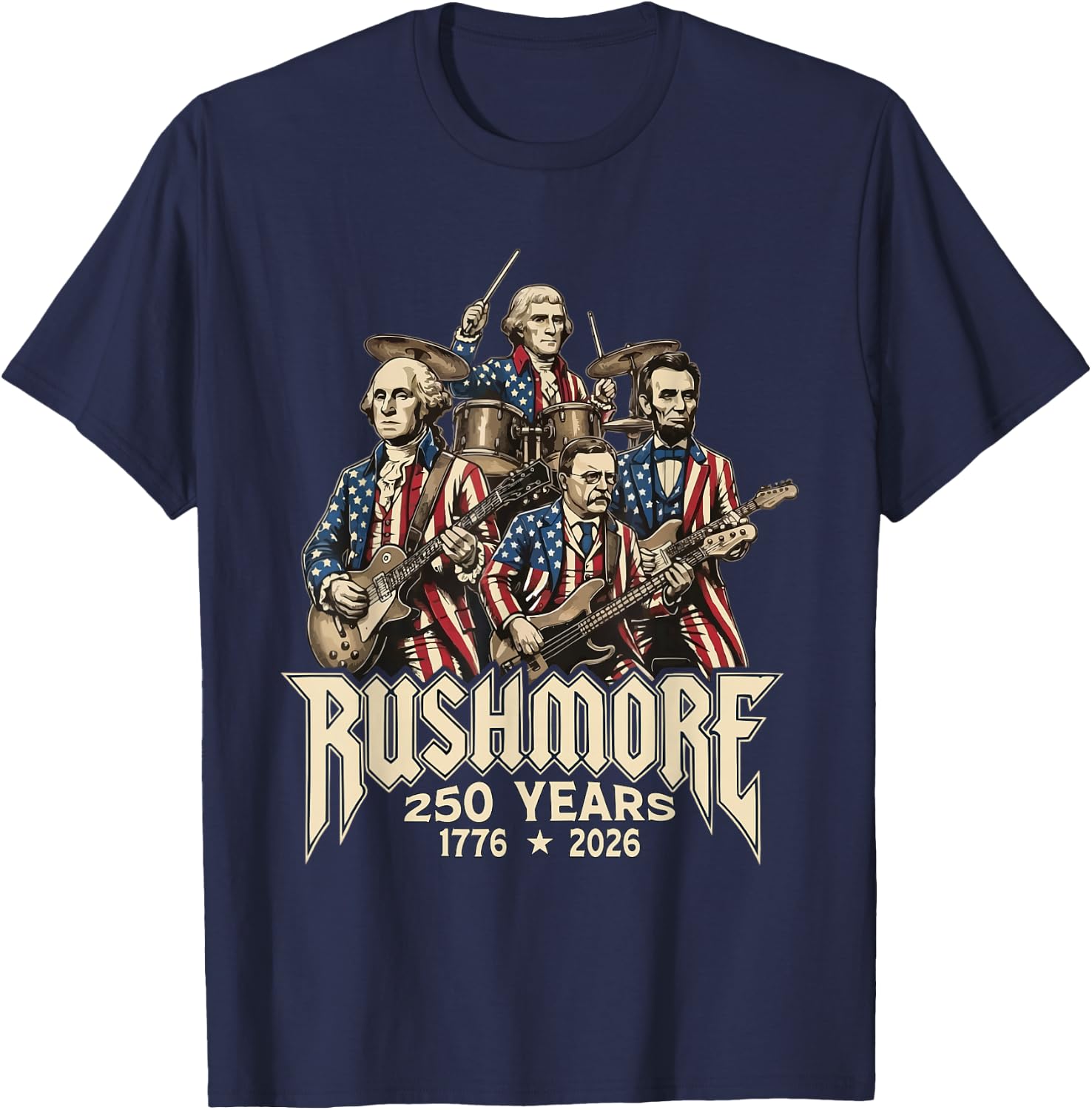 4th of July 250th Anniversary 1776 2026 Patriotic USA T-Shirt - T-Shirt | Navy
