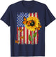 Sunflower Monarch Butterflies Patriotic American Flag T-Shirt - T-Shirt | Navy