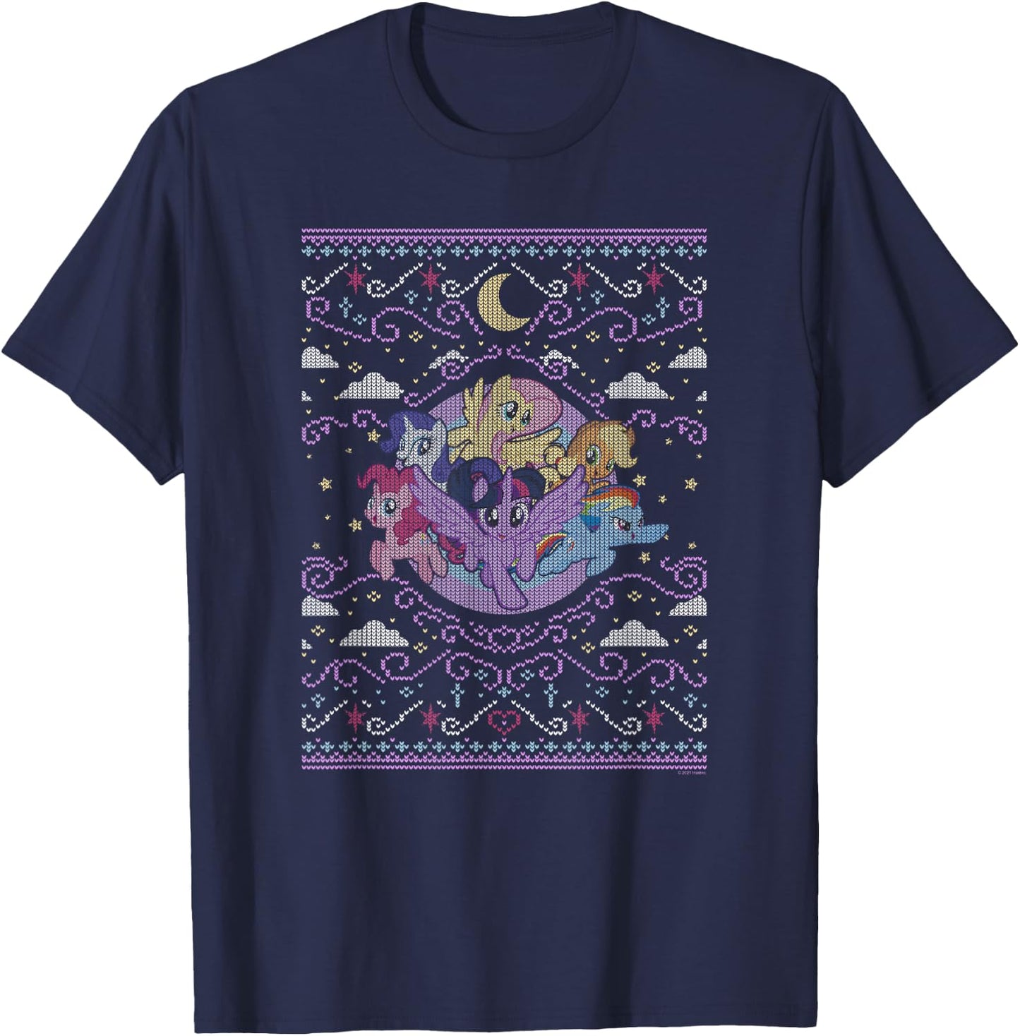 My Little Pony Christmas Celestial Ponies Ugly Sweater T-Shirt - T-Shirt | Navy