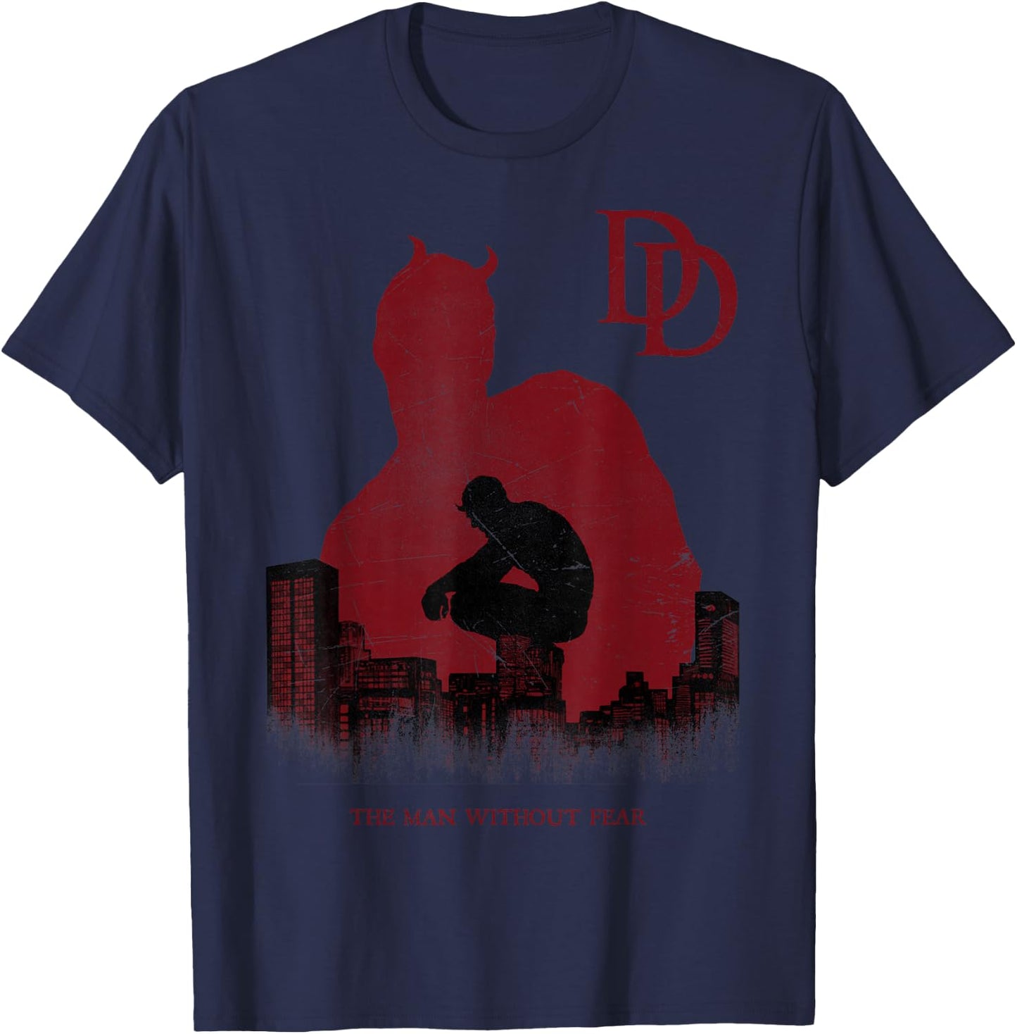 Marvel Daredevil The Man Without Fear Silhouette T-Shirt - T-Shirt | Navy
