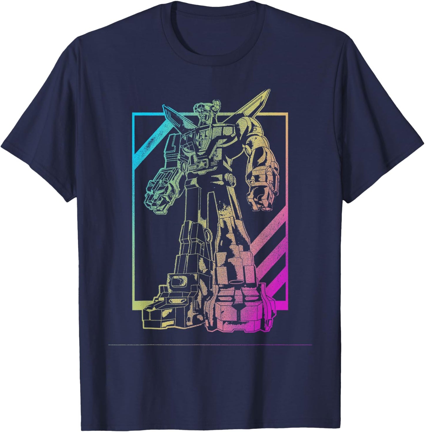 Voltron Defender of the Universe Neon Outline Portrait T-Shirt - T-Shirt | Navy
