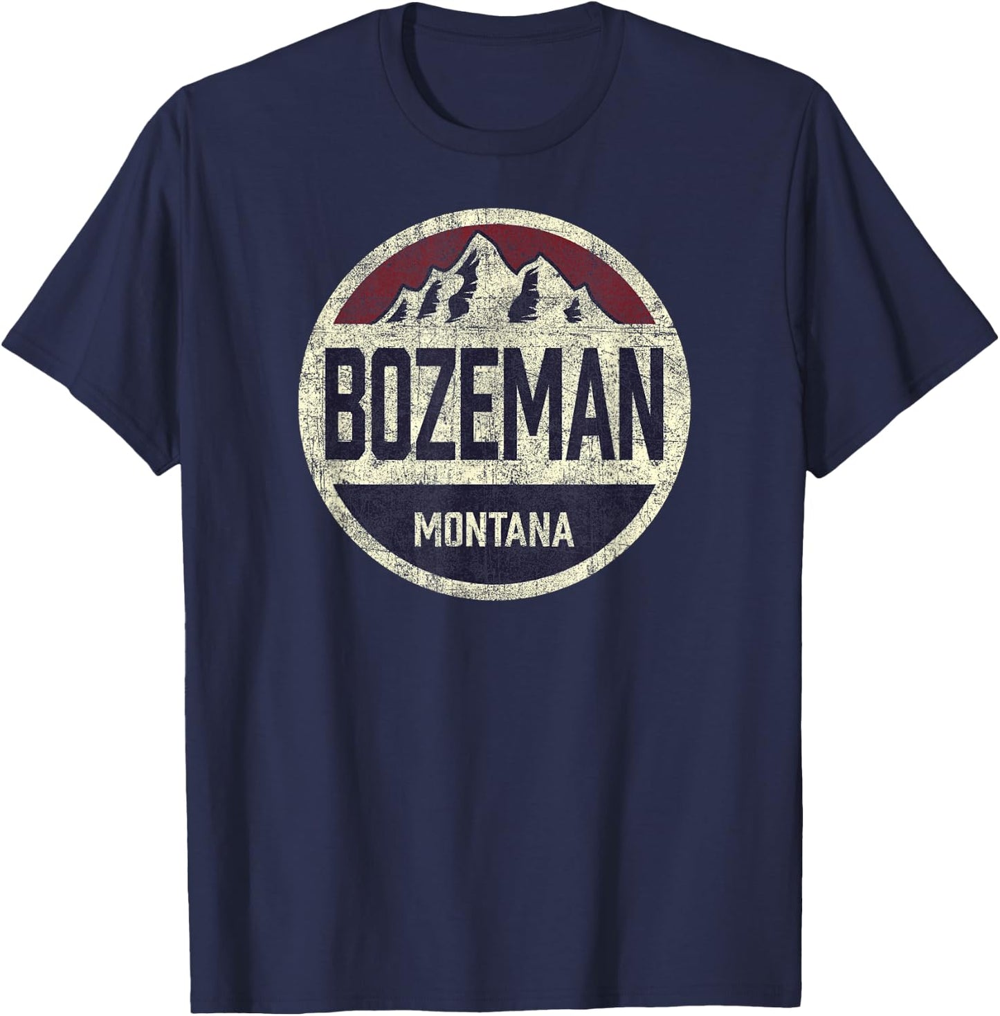 Vintage Bozeman Montana Retro Mountain Circle Souvenir T-Shirt - T-Shirt | Navy