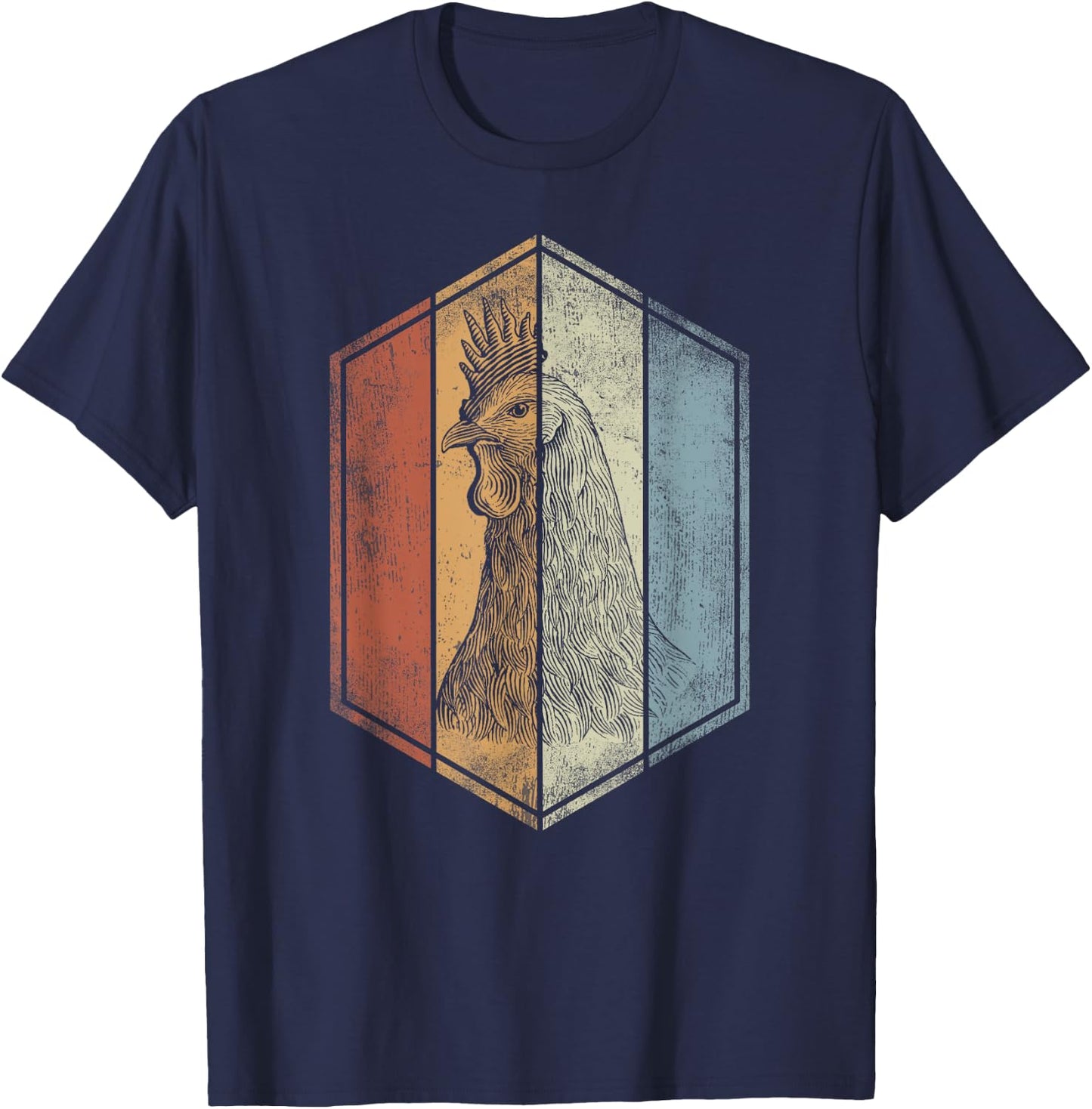 Chicken Retro Vintage Style Chicken Lover T-Shirt - T-Shirt | Navy