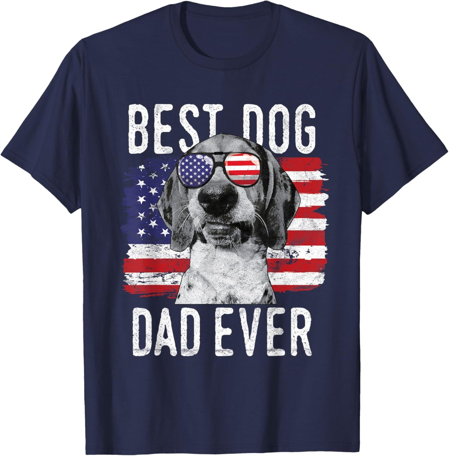 American Flag Best Dog Dad Ever Treeing Walker Coonhounds Women Men T-Shirt - T-Shirt | Navy