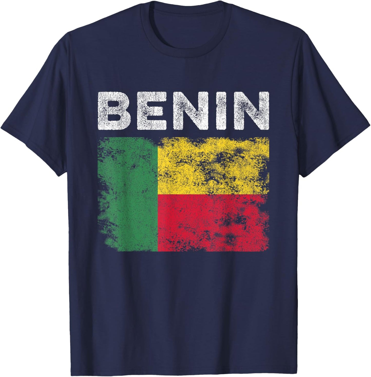 Benin Flag Distressed - Men Women Kids - Beninese Flag T-Shirt - T-Shirt | Navy