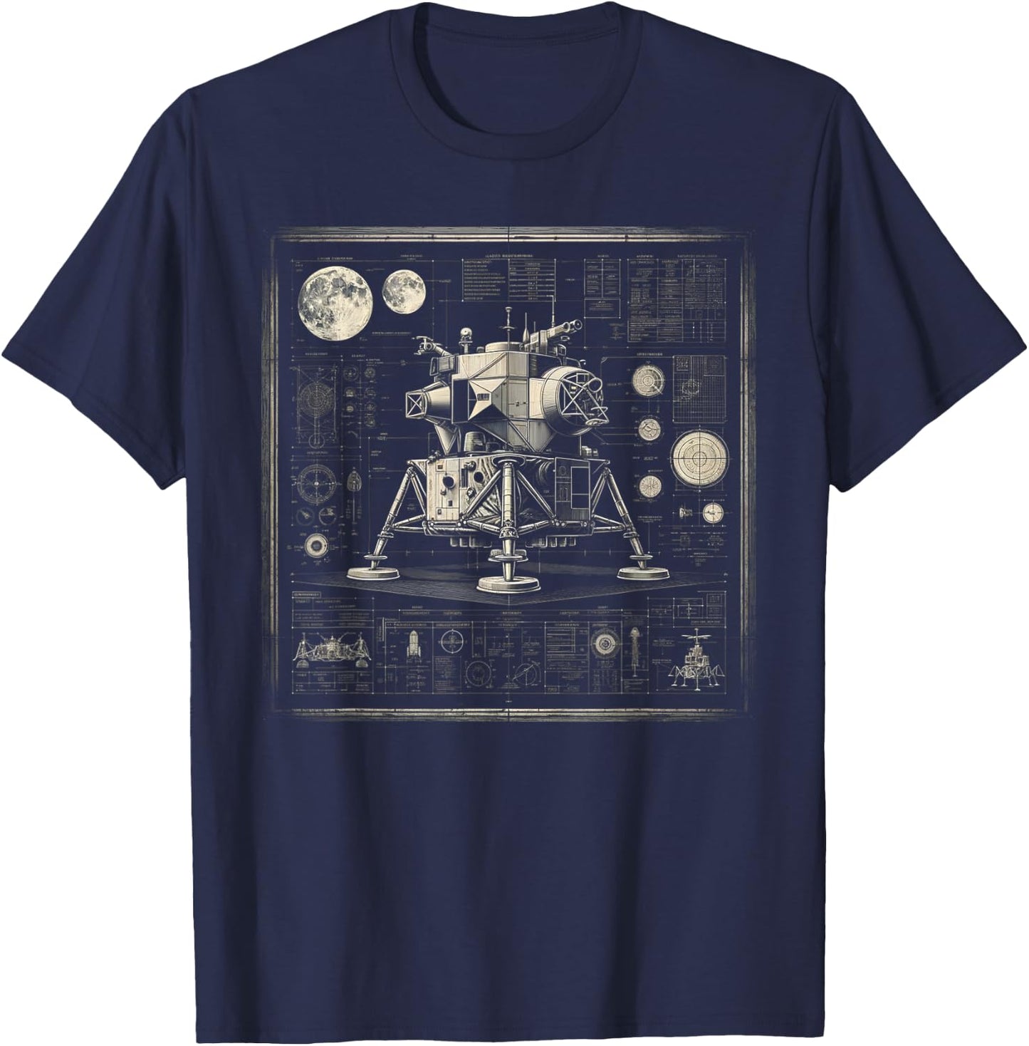 Moon Lander Technical drawing T-Shirt - T-Shirt | Navy