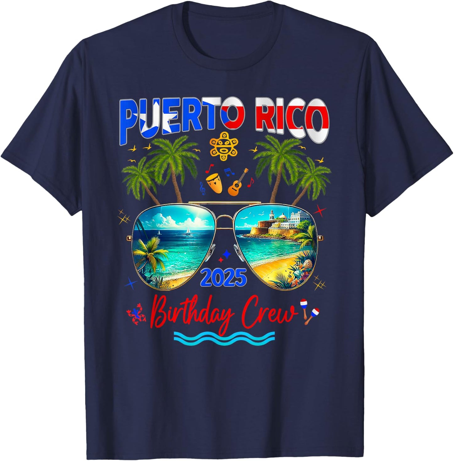 Puerto Rico Vacation Trip 2025 Birthday Family Matching Grou T-Shirt - T-Shirt | Navy