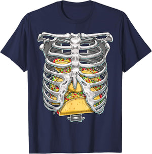 Skeleton Rib Cage T Shirt Halloween Taco Skeleton Costume T-Shirt - T-Shirt | Navy